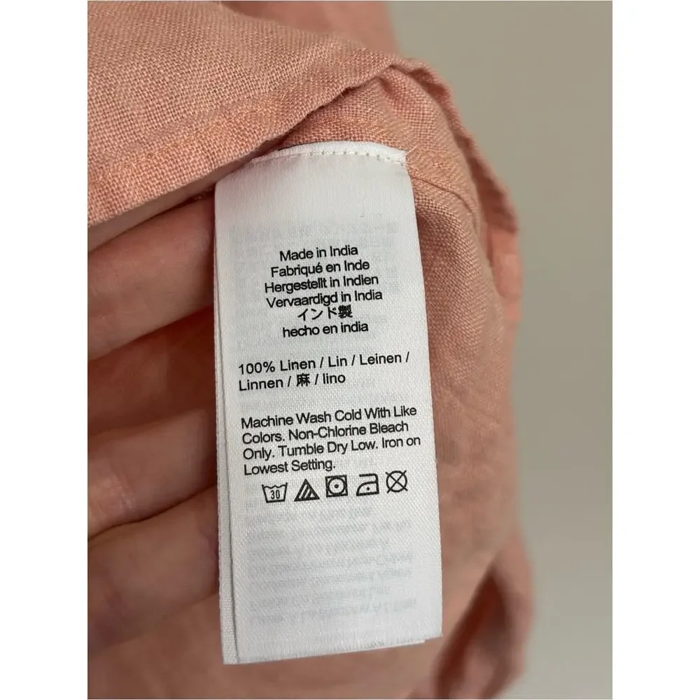 J. Crew Cabana 100% Linen Popover Top in Peach - Size XS